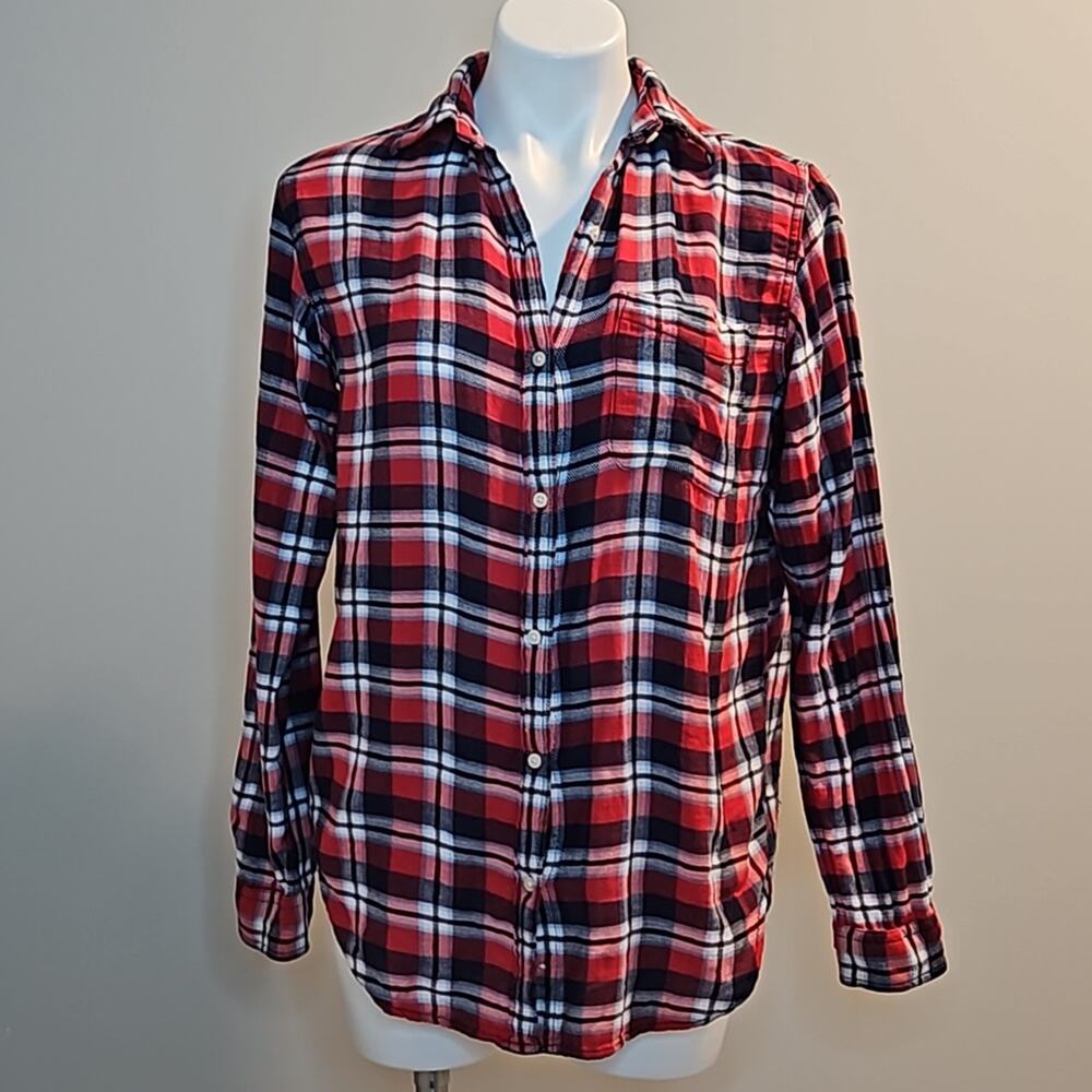 Denim & Supply Ralph Lauren Red & Blue Plaid Boyfriend Shirt Women’s Size Small